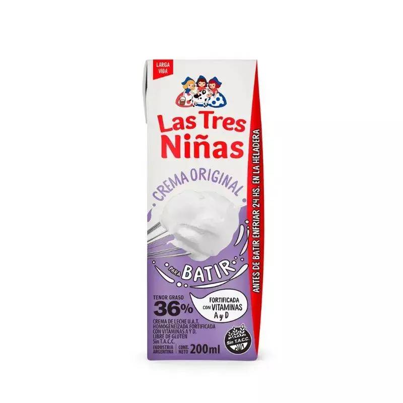 Crema de Leche Larga Vida Las Tres Niñas p/batir 200ml