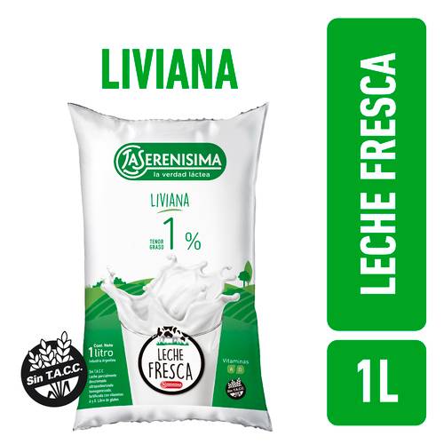 Leche La Serenisima Descremada Liviana 1% Sachet 1Lt