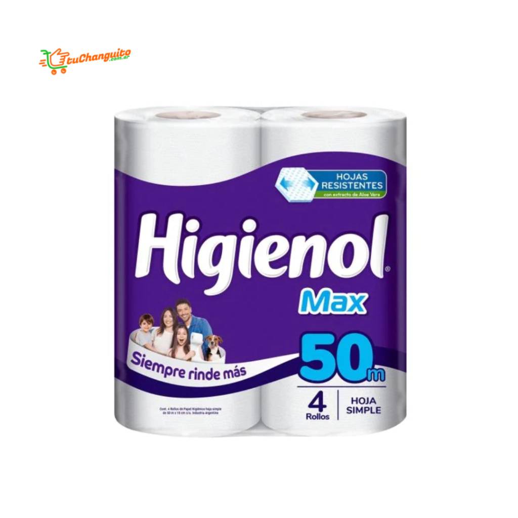 Papel Higiénico Higienol Max Hoja Simple 4x50m